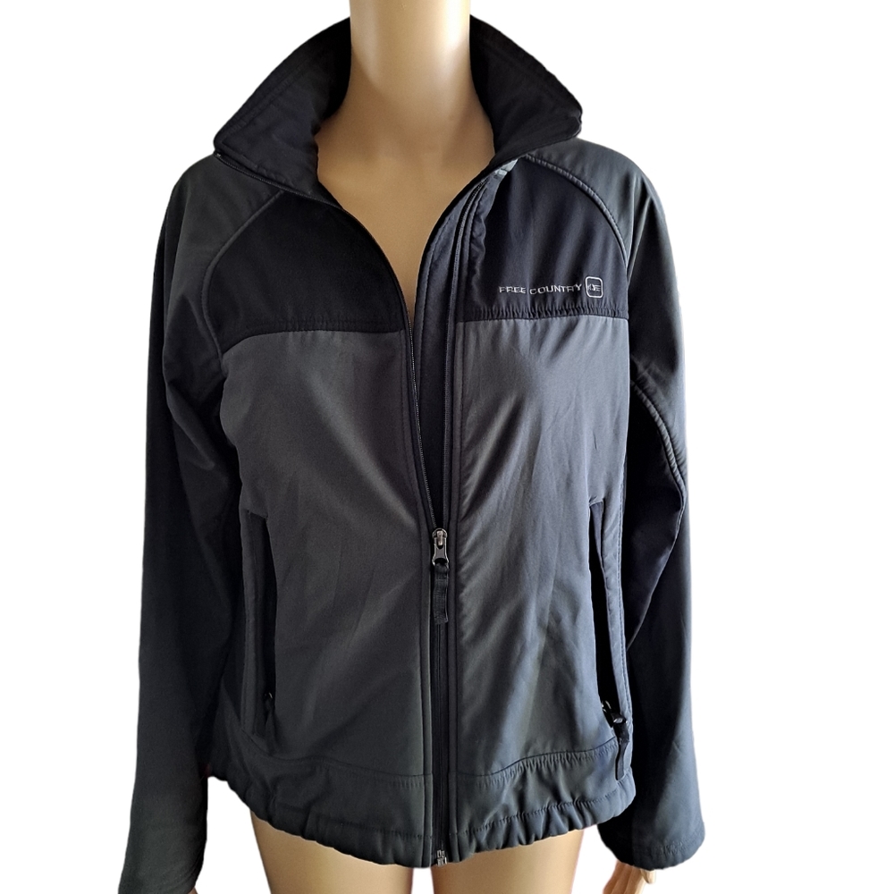 Free Country zip up grey and black jacket/coat